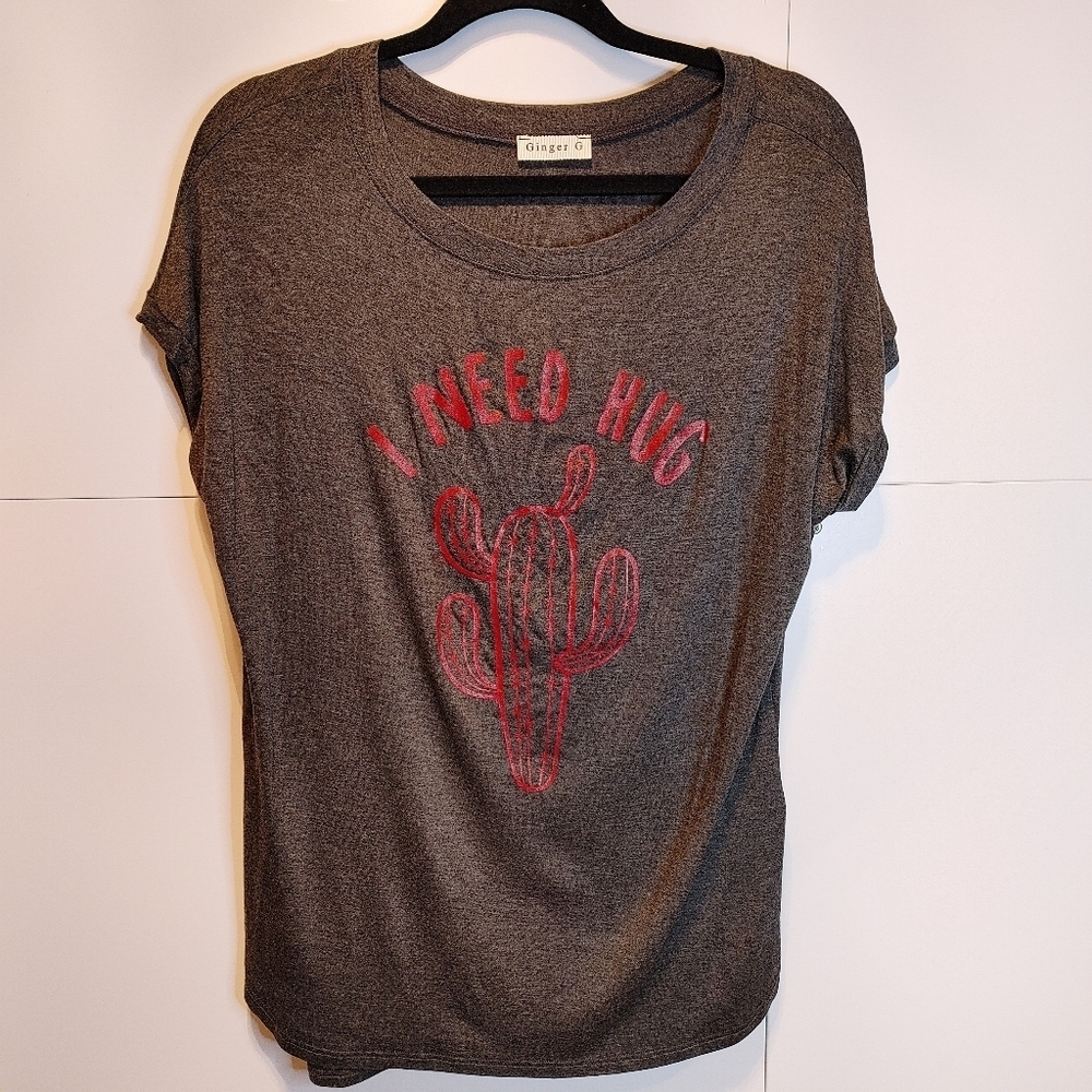 NWT I Need A Hug Cactus Graphic Tee Large Western Boho Soft Tee - Picture 3 of 8